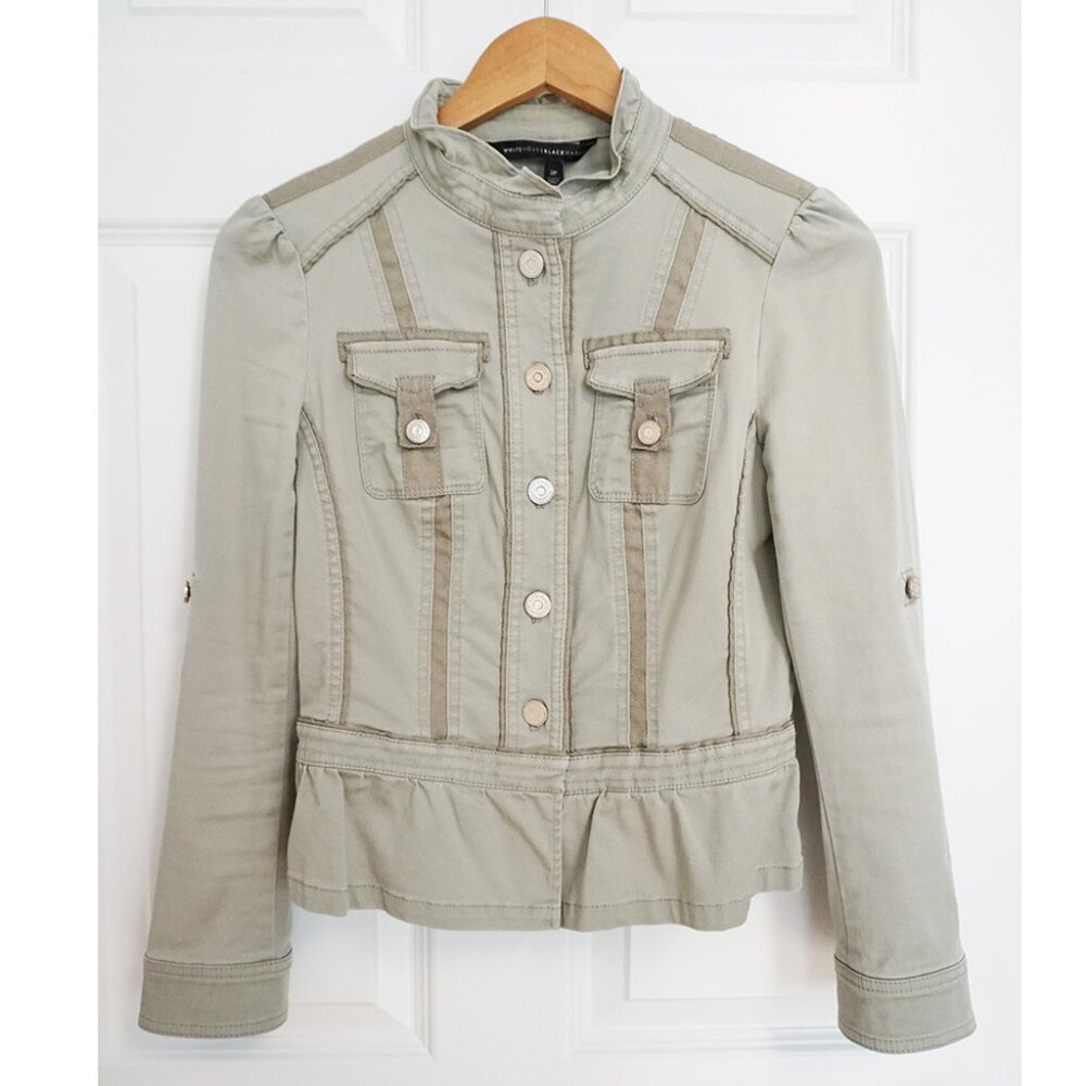 White House Black Market WHBM Peplum Cargo Pocket Military Jacket